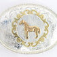 Silver & Gold Horse Metal Vintage Belt Buckle Mexico 4"
