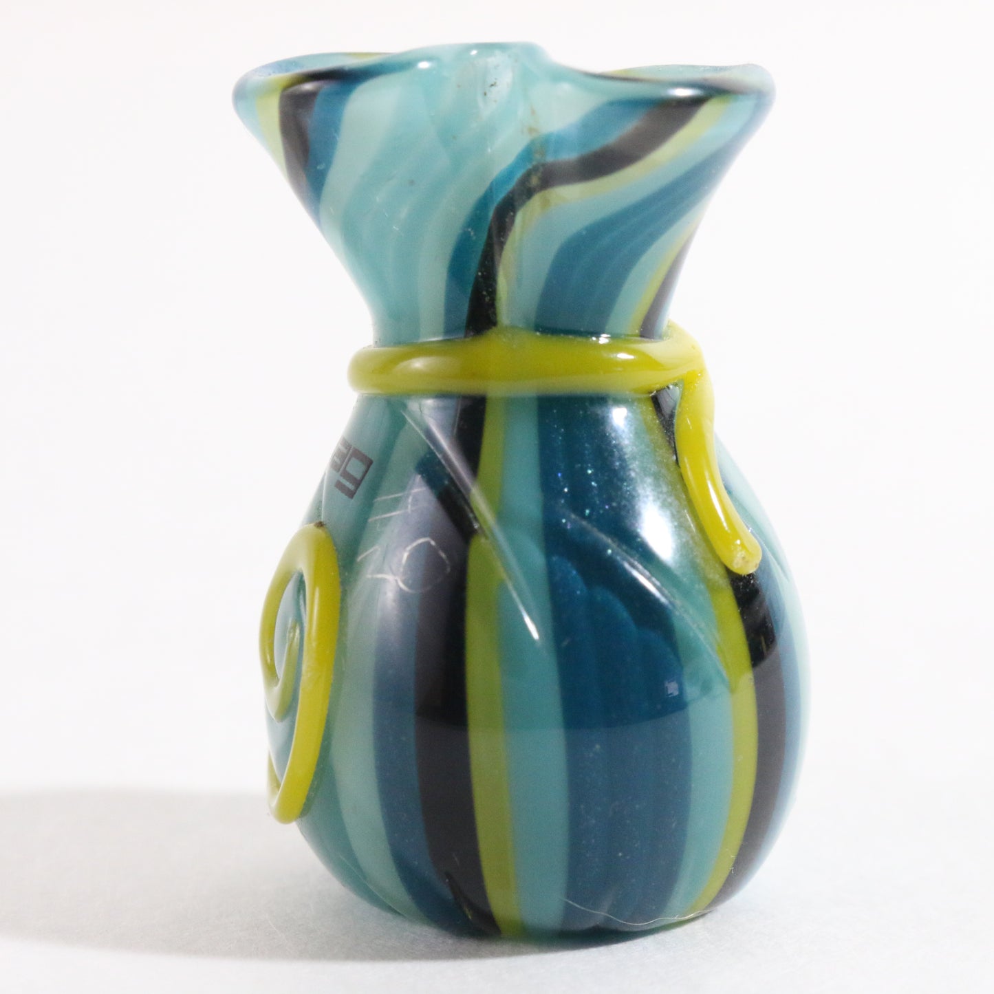 JAG Just Another Gallery Glass Money Bag Blue Yellow #20 1.25"