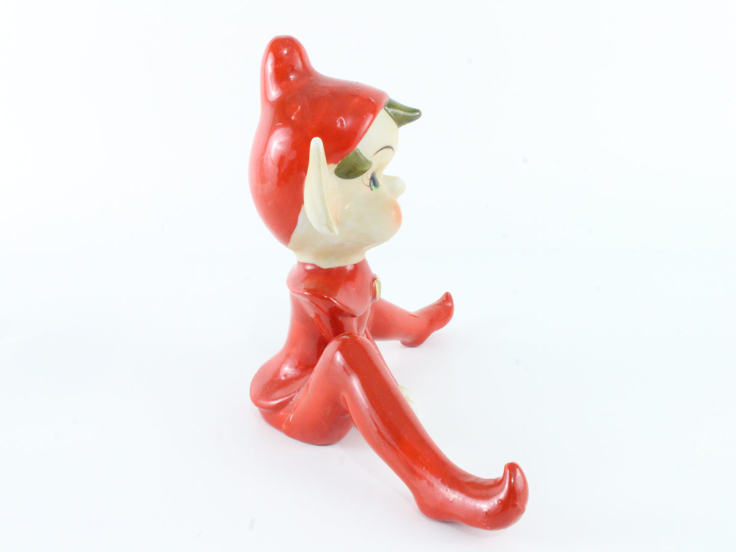 Vintage Red Elf Suit Large Ceramic Pixie Japan 6 In