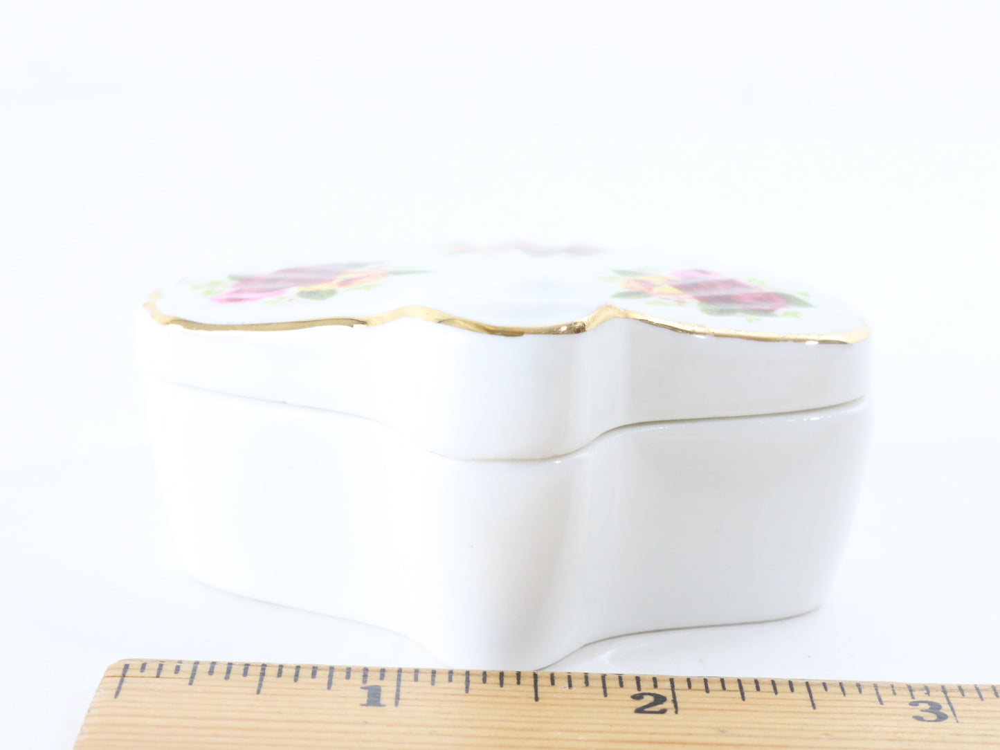 Fan W/ Flowers Crown Fine Bone China Porcelain Trinket Box England