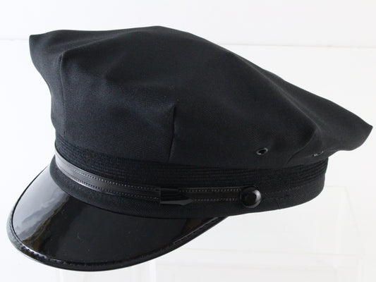 Mens Classic Black Curved Brim Chauffeurs Cap QUALITY MADE MULTIPLE SIZES