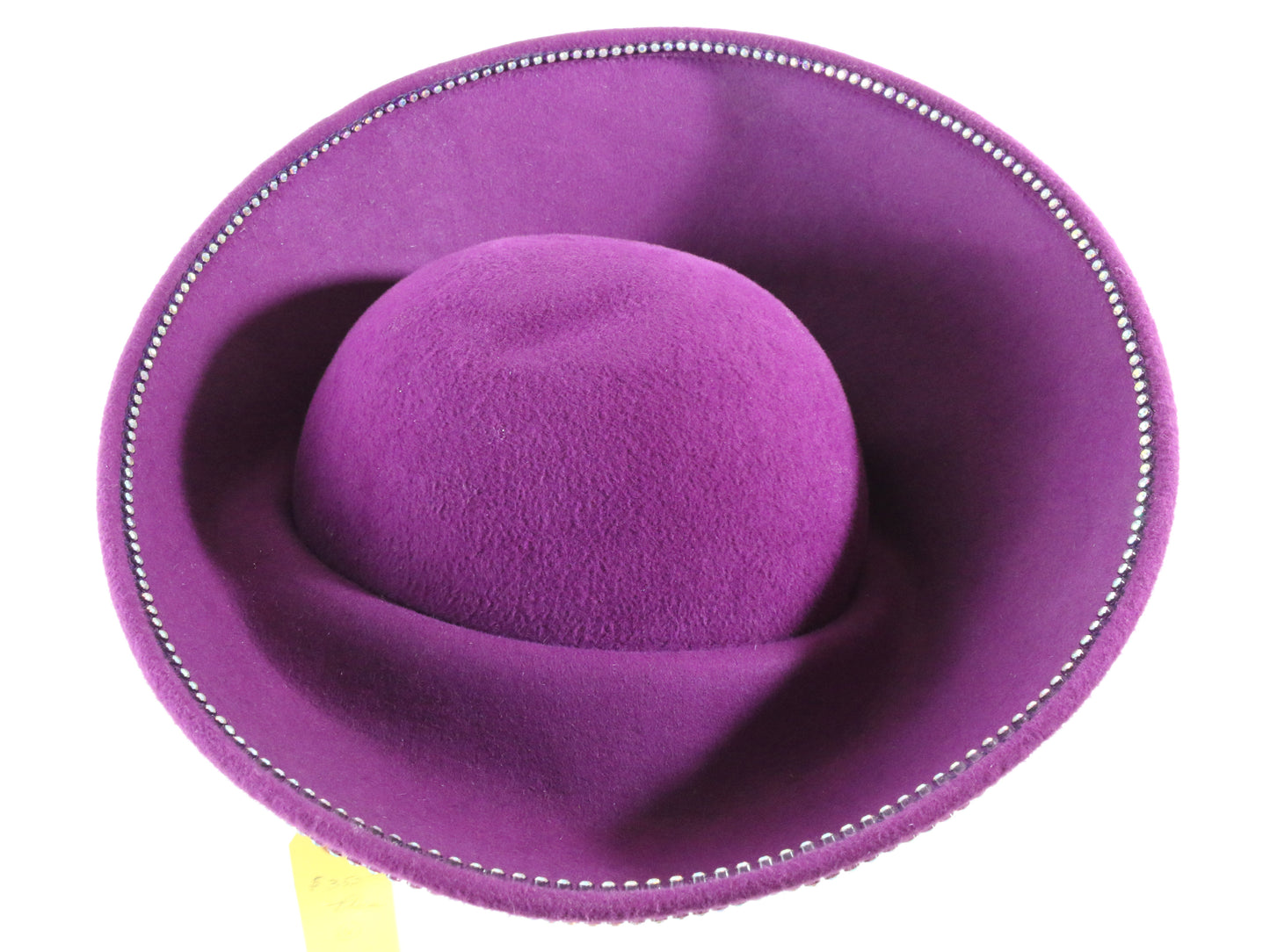 Jack Mcconnell NY Ladies Plum Purple Felt Hat W/ Crystal Rhinestones 6 7/8 55cm