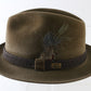 Dobbs Fifth Ave Hunter Mt Mens Brown Felt Fedora W/ Feather and Pin 7 3/8 59cm