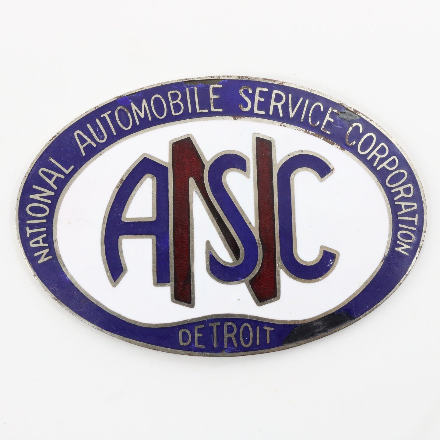 NASC National Automobile Service Detroit Vintage Metal Car Emblem Badge