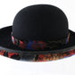 Adolfo II Ladies Elegant Black Wool Felt Hat W/ Floral Pattern 7 56cm