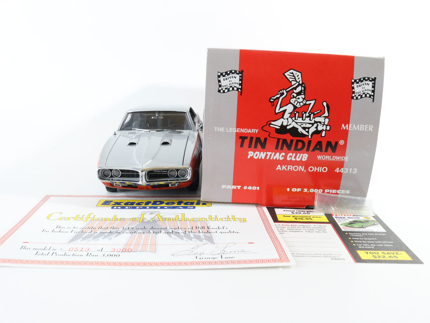 Tin Indian Pontiac Firebird 400 Bill Knafel Exact Detail Replicas 1:18 Model 401