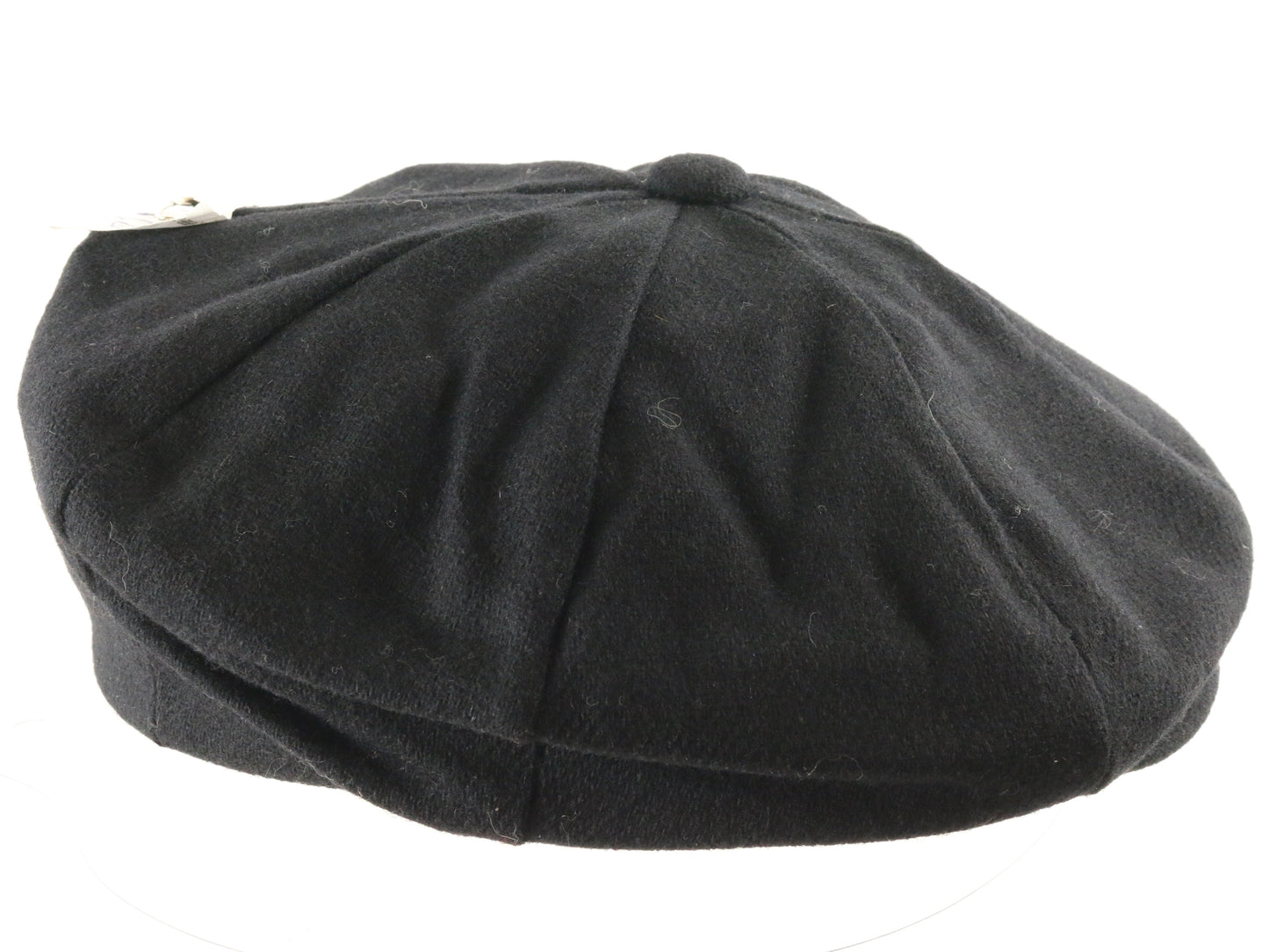 Mens Classic Black Felt Eight Quarter Cap Newsboy Cap SIZE: M