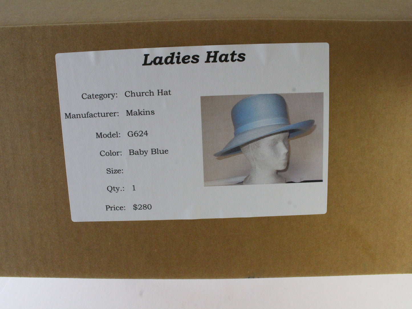 Makins New York Ladies Baby Blue Straw-like Elegant Boutique Hat 7 1/8 57cm