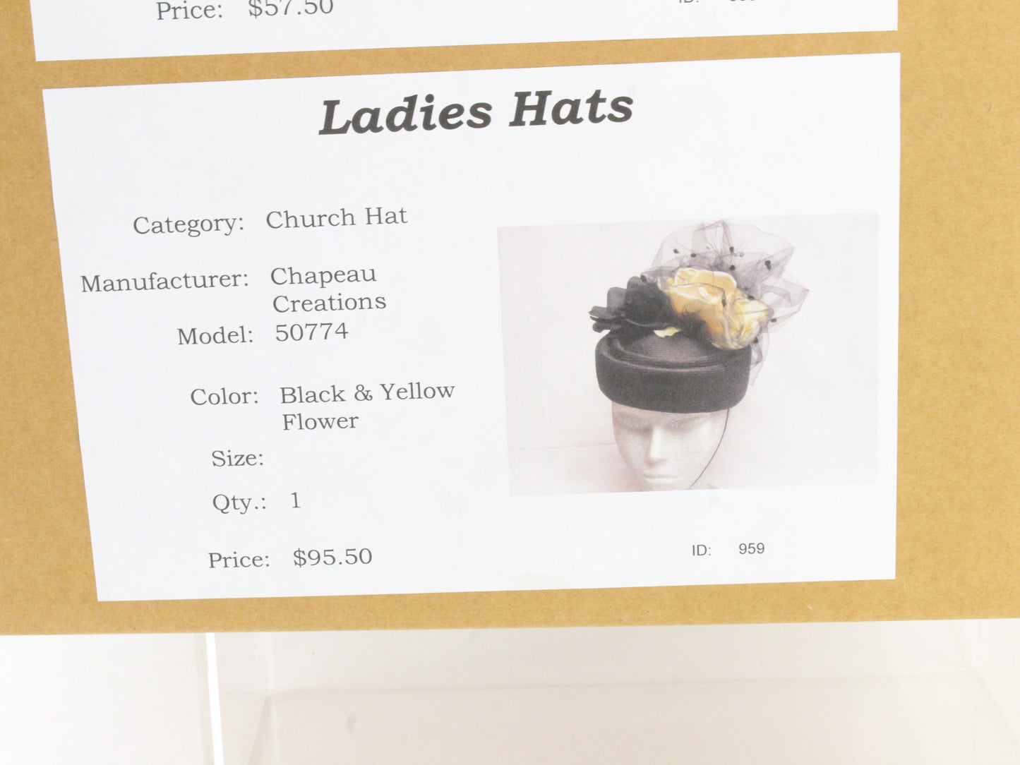 Chapeau Creations Ladies Boutique Black Straw Like Hat W/ Flowers 6 3/4 54cm