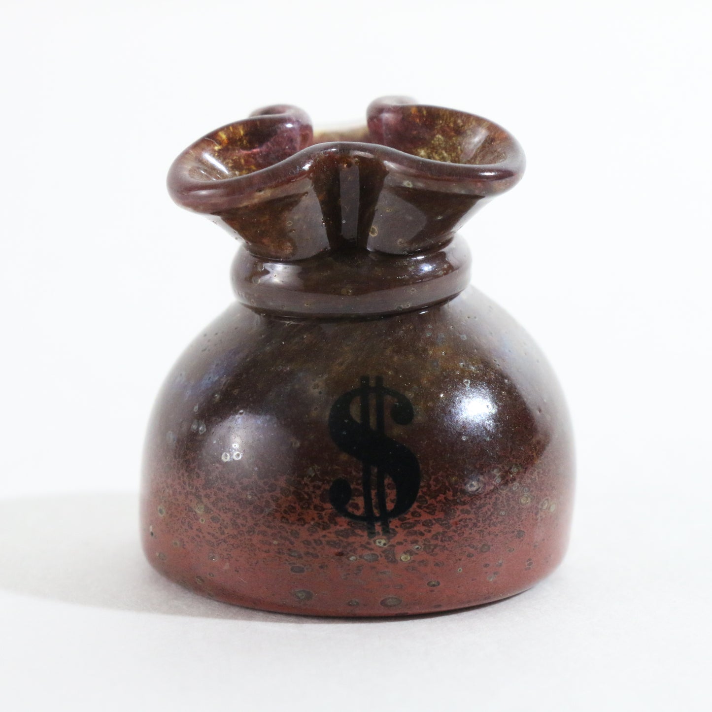 JAG Just Another Gallery Glass Money Bag Speckeled Reddish Brown #9 1.25"