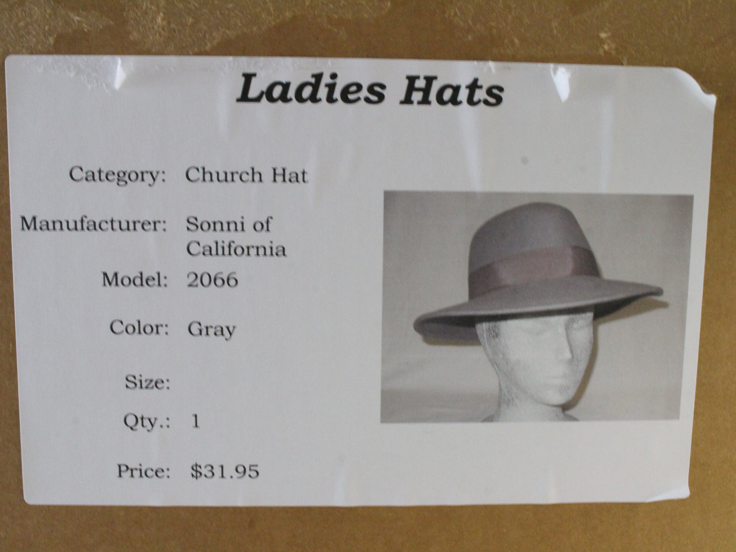 Sonni of California Ladies Gray Wool Felt Boutique Hat W/ Bow 6 7/8 55cm