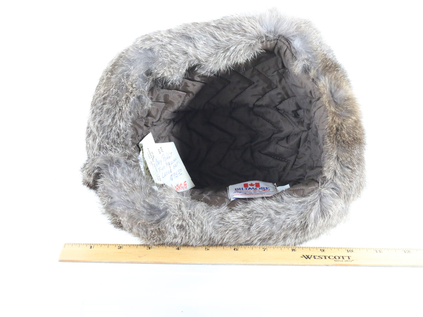 Biltmore Ladies Dark Brown Genuine Rabbit Fur Bomber Winter Hat l