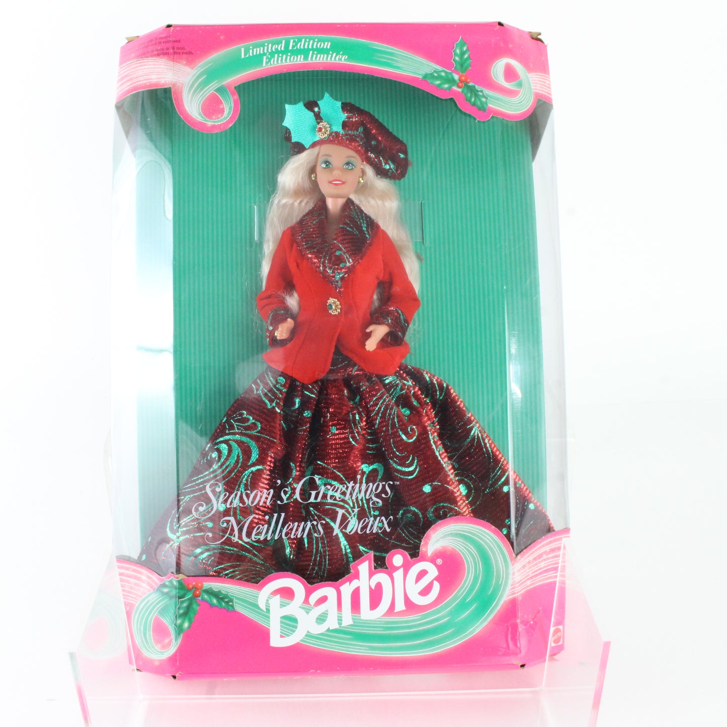 Seasons Greetins Barbie Blonde W/ Red And Green Gown 12384 Canadian Release