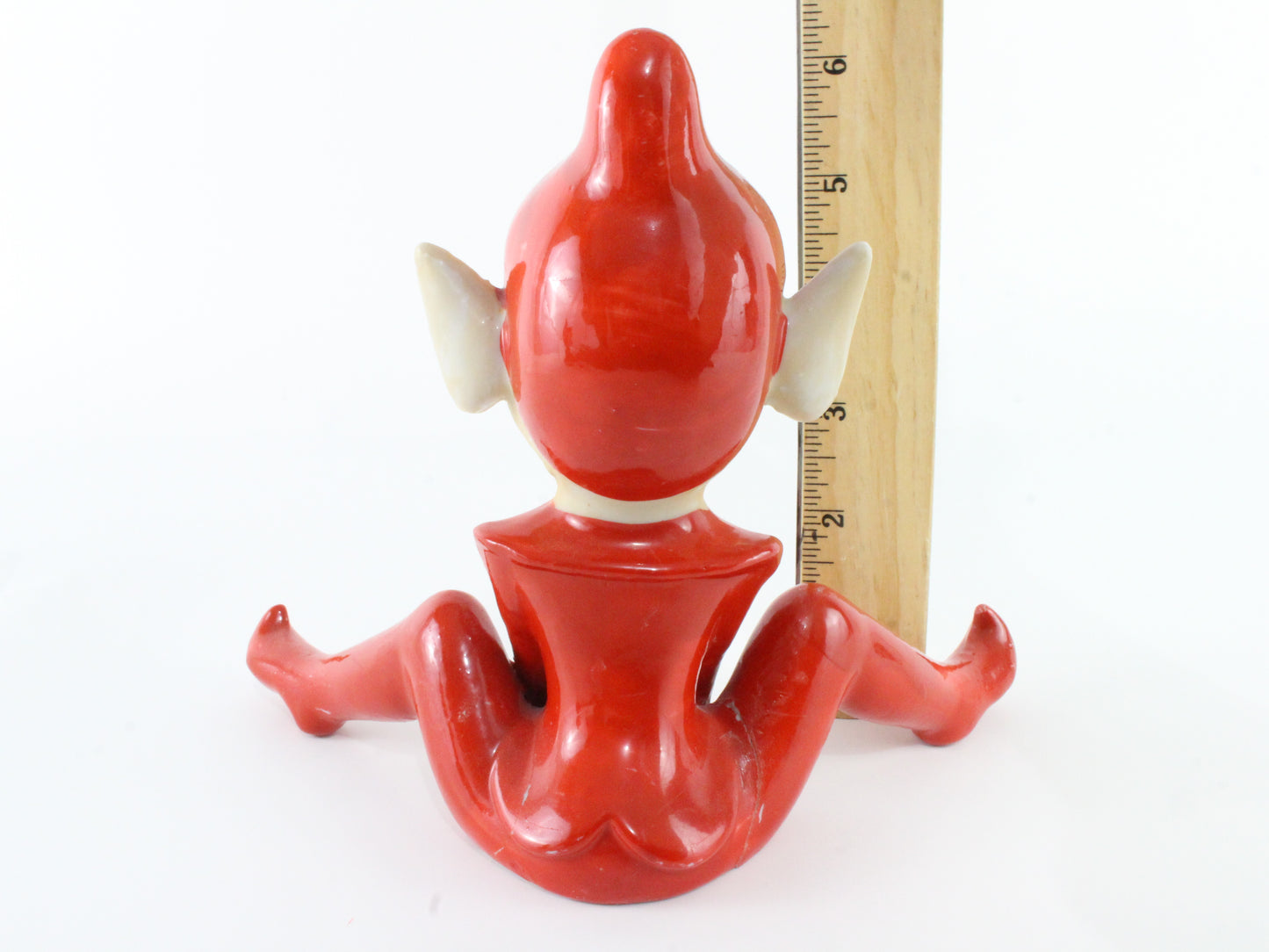 Vintage Red Elf Suit Large Ceramic Pixie Japan 6 In