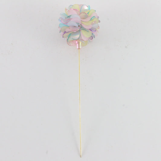 Mixed Light Color Flower Type Hair Hat Stick Pin Metal 7"