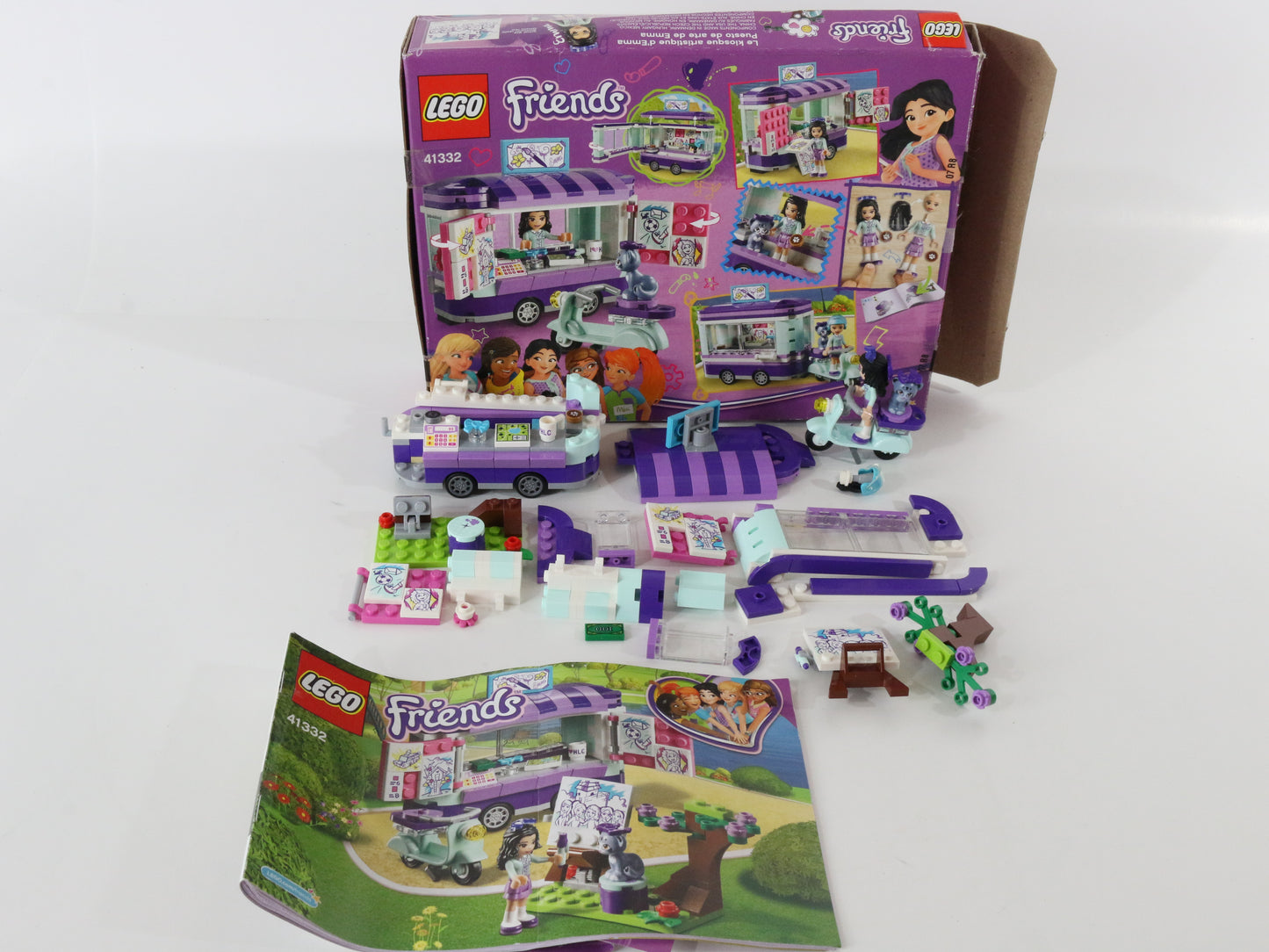 Lego Friends Emmas Art Stand Partly Built Set 41332 W/ Box & Instructions