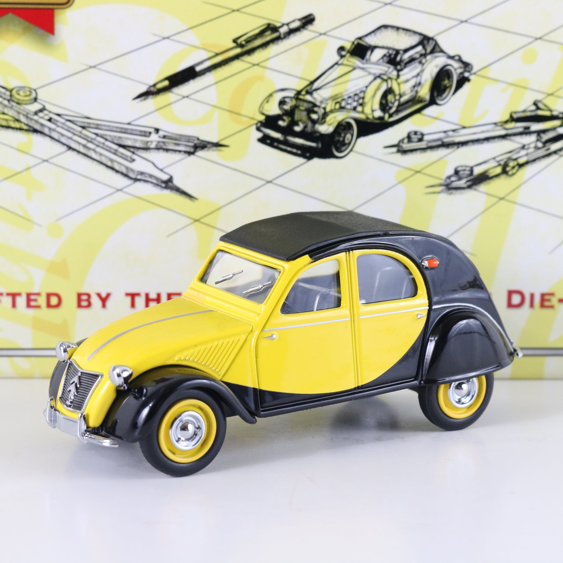 1957 Citroen 2cv Dinky Matchbox Black & Yellow