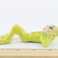 Vintage Pixie Reclining In Green Suit W/ Hat Ceramic 5.5 In