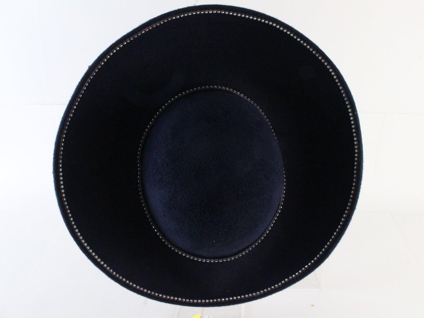 Jack Mcconnell New York Ladies Fancy Navy Blue Felt Hat W/ Rhinestones 7 56cm