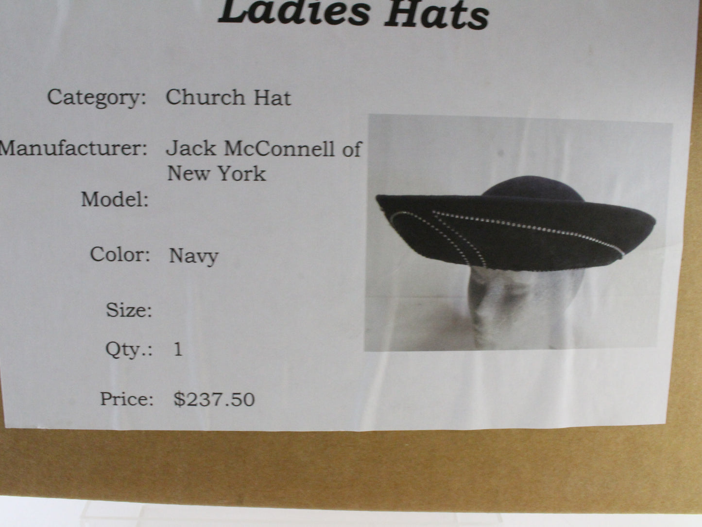 Jack Mcconnell New York Ladies Navy Blue Felt Hat W/ Feathers 6 7/8 55cm