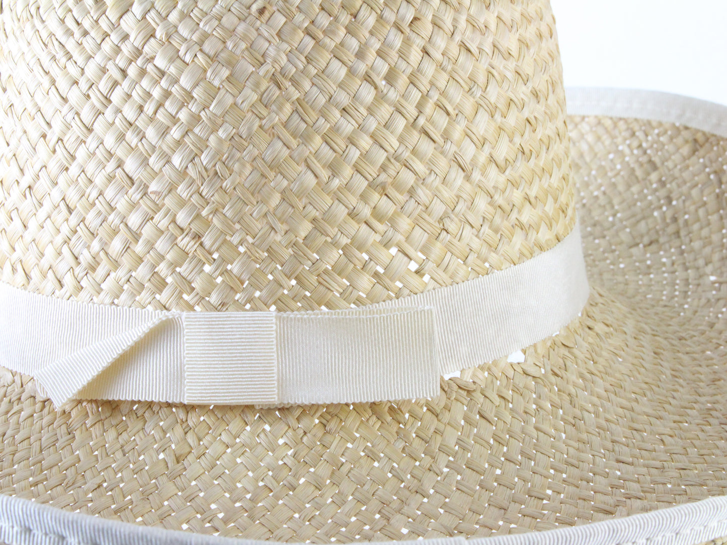 Peralta Place Ladies Natural Straw Summer Hat W/ White Band 7 56cm