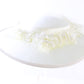 Diana Ladies White Elegant Boutique Hat W/ Flowers And Beads 6 5/8 53cm