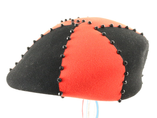 Mr John Classic Ladies Red and Black Wool Felt Hat W/ Beads 7 56cm