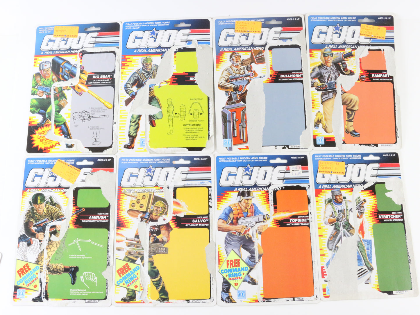 Lot Of 12 GI Joe Hasbro ARAH 3.75 Card Backs Ambush, Salvo, Topsid, Sci-Fi Etc