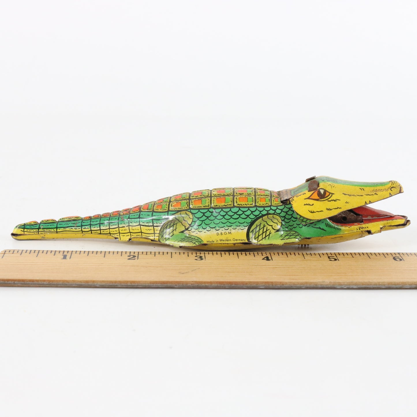 Vintage Gama Tin Litho Windup Alligator Dbgm Western Germany 6.5"