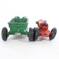 Vintage Red Tractor w/ Green Trailer Cast Iron Farm Models Arcade