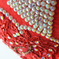 George Zamaul New York Ladies Fancy Asymmetrical Red Felt Hat W/ Sequins 7 56cm