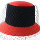 Frank Olive Private Collection Ladies Red and Black Felt Hat 7 56cm