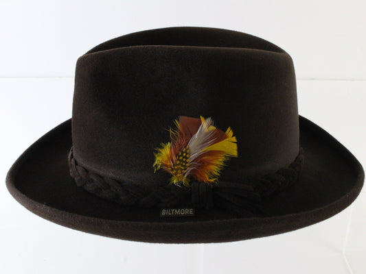 Biltmore Golden Pheasant Velour Mens Terra Brown Felt Fedora MULTIPLE SIZES