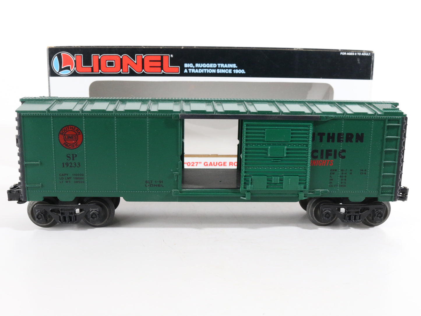 Lionel O 6-19233 Southern Pacific SP Single Door Green Boxcar