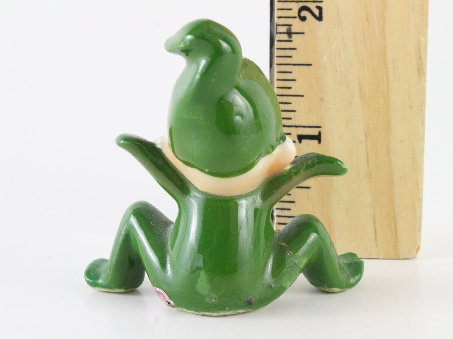 Vintage Pixie Elf Green Seated Ceramic Figure Japan 2 In