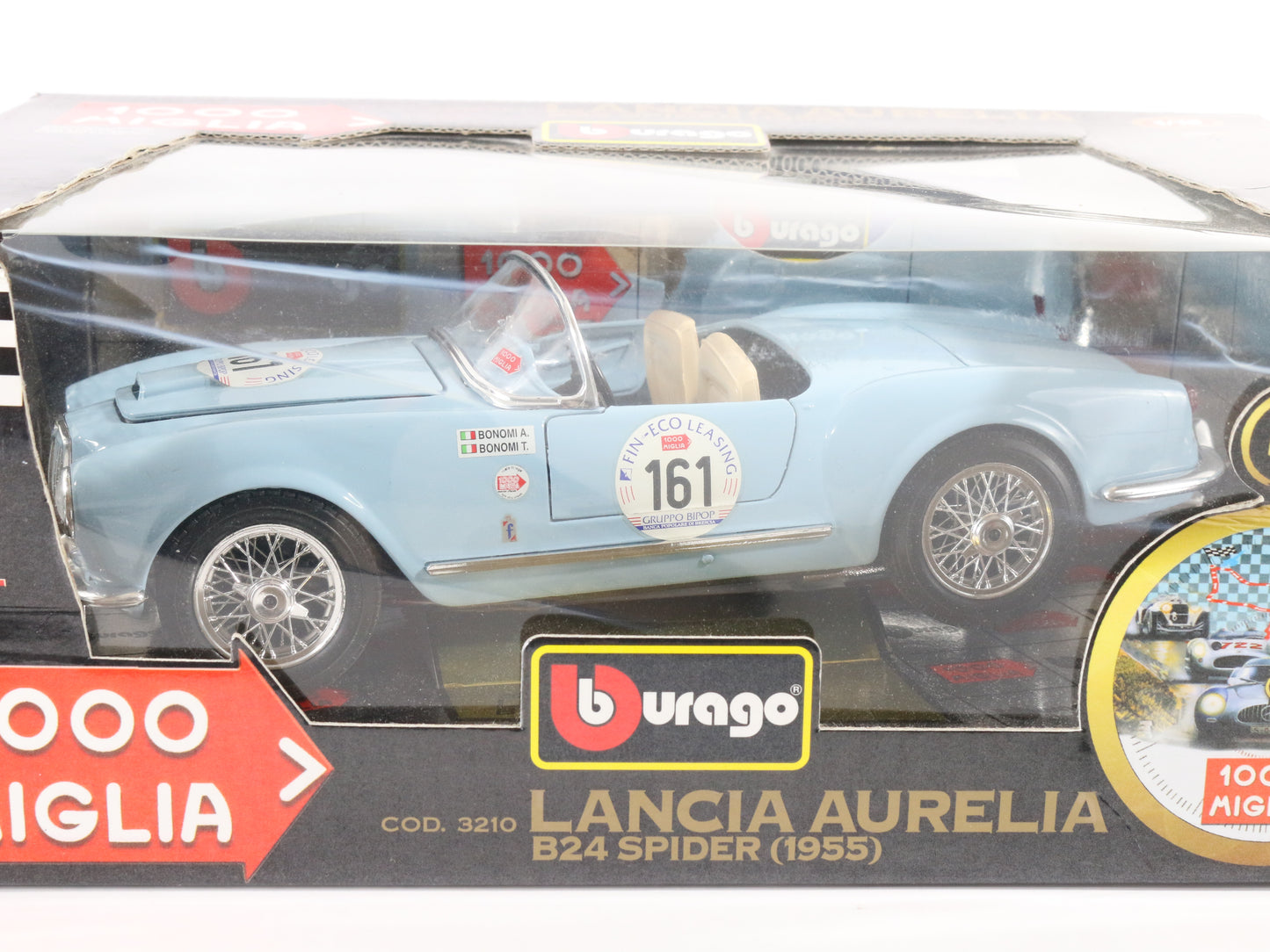 1955 Lancia Aurelia B24 Spider Blue 1000 Miglia Bburago 1:18 Model Car