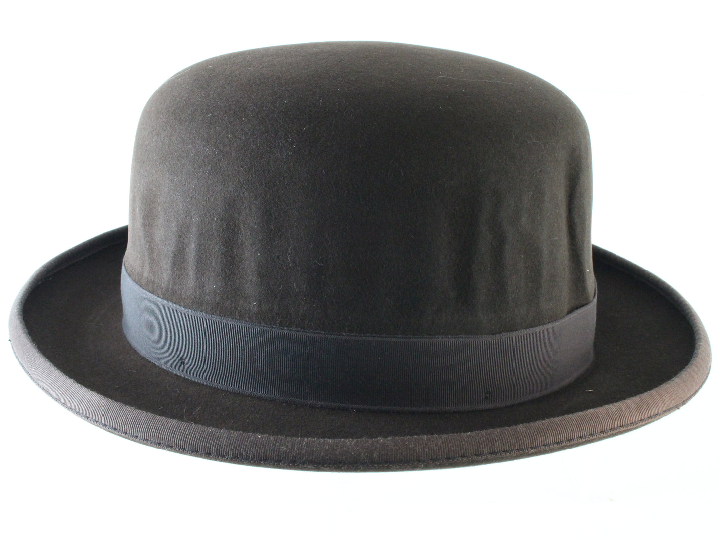 Top Hatters Mens Brown Genuine Fur Felt Derby Hat W/ Feather 6 7/8 55cm