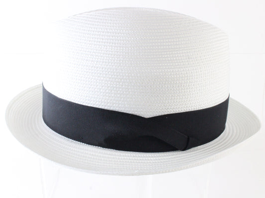 Dobbs Fifth Avenue Parker Mens White Straw Fedora W/ Black Band MULTIPLE SIZES