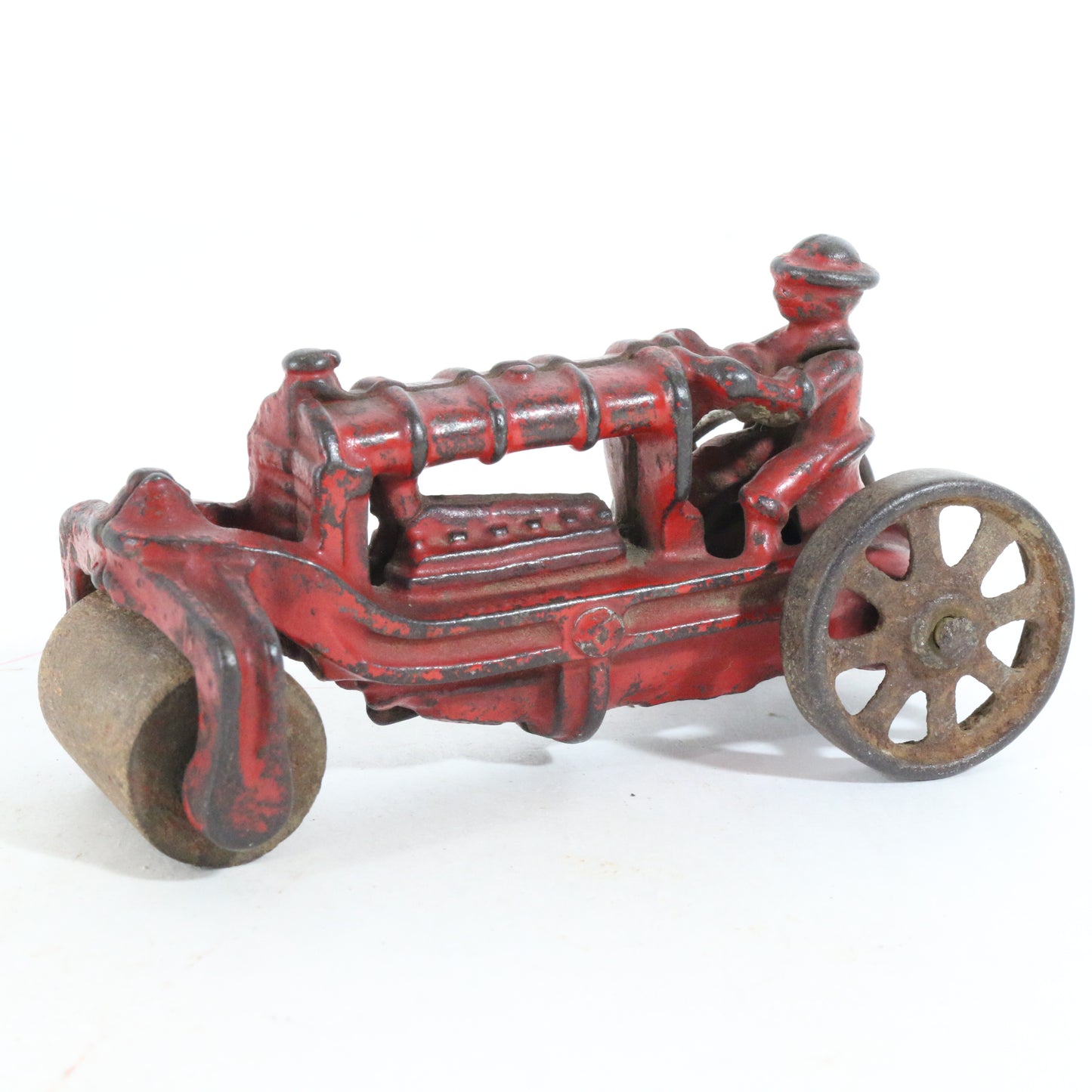 Vintage Red Steam Roller Tractor Farm Model AC Williams Cast Iron 4"