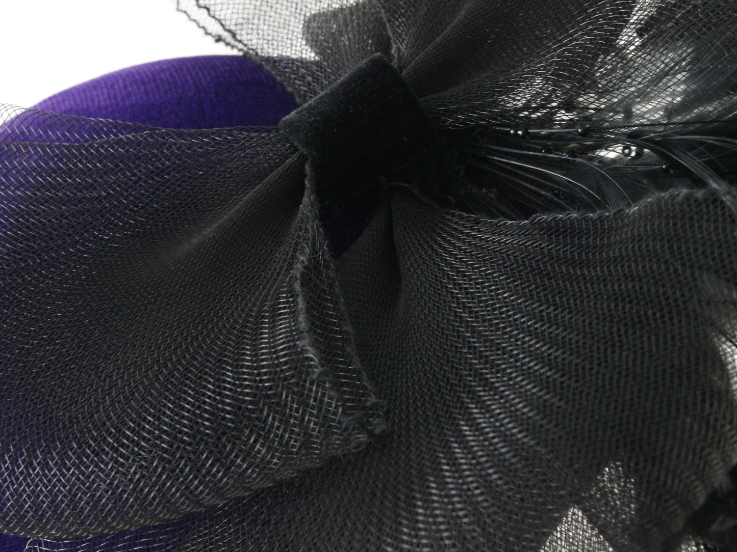 Sonni Of California Ladies Purple Fascinator Hat W/ Black Feathers 30.5cm