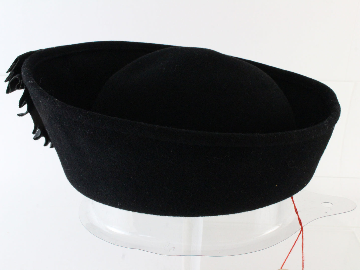 Adolfo Ii Ladies Elegant Black Wool Felt Hat W/ Embellishment 7 56cm