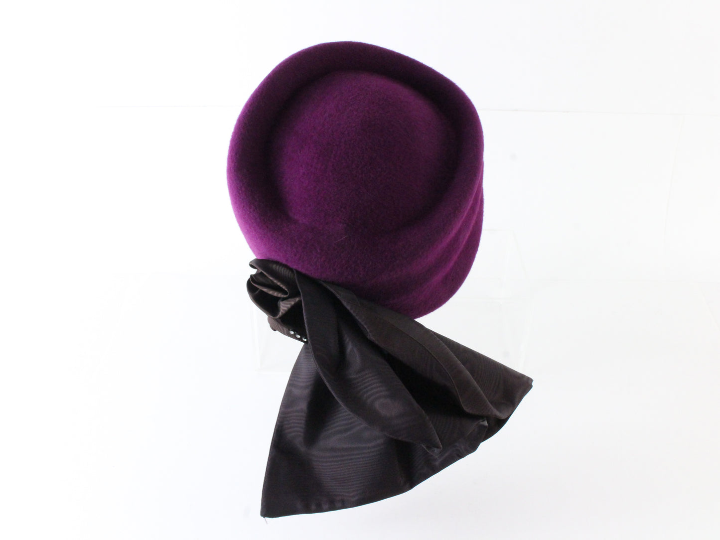 Sonni Of California Ladies Boutique Purple Felt Hat W/ Flower 7 1/8 57cm