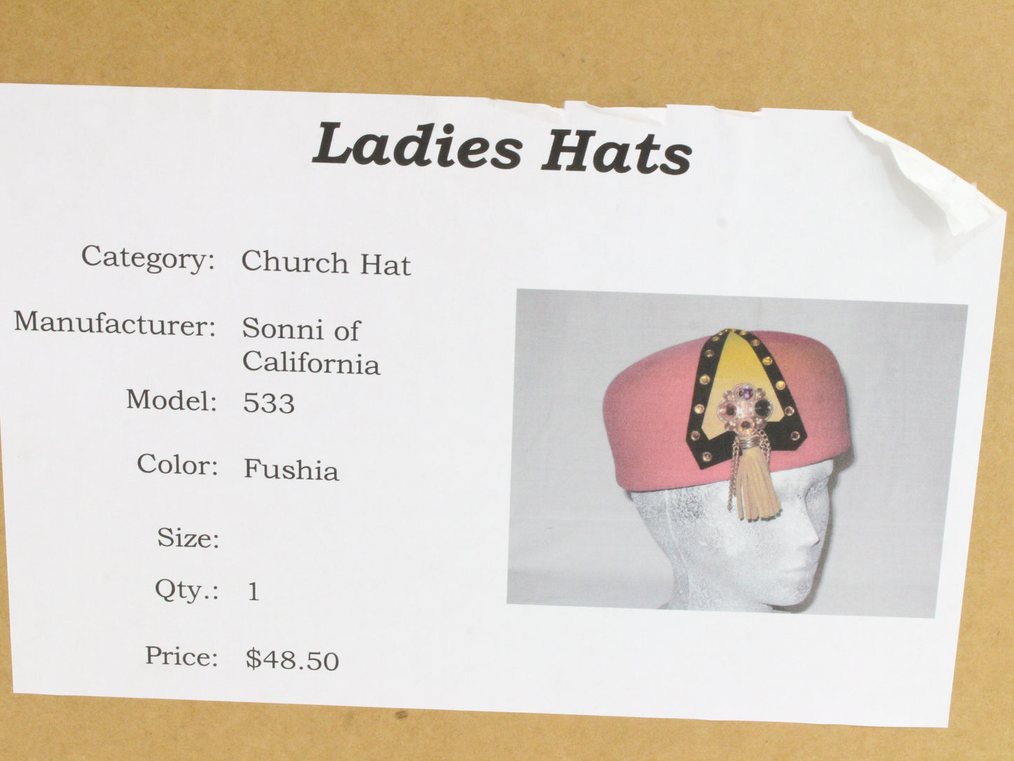 Sonni of California Ladies Boutique Fuchsia Pink Felt Hat 7 56cm