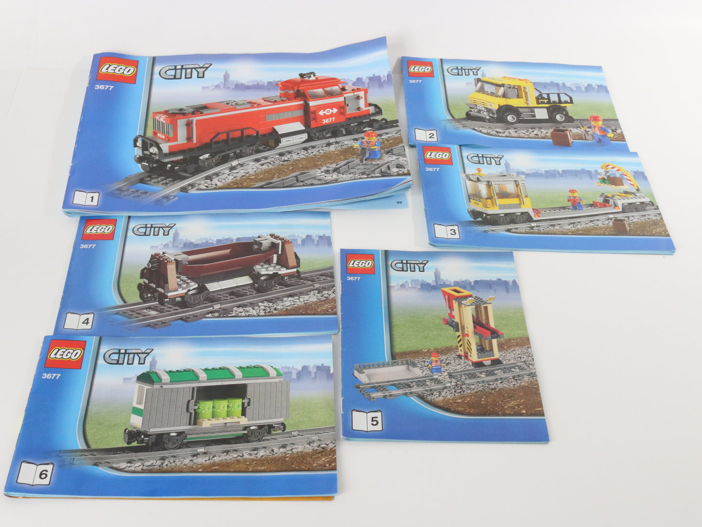 Lego City Red Cargo Train & Track INCOMPLETE SET 3677 W/ Box & Instructions