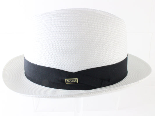 Dobbs Fifth Avenue Parker Mens White Straw Fedora W/ Pin MULTIPLE SIZES