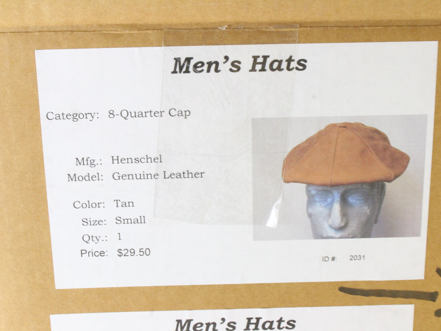 Henschel Mens Camel Tan Genuine Leather Paneled Newsboy 8 Quarter Cap S