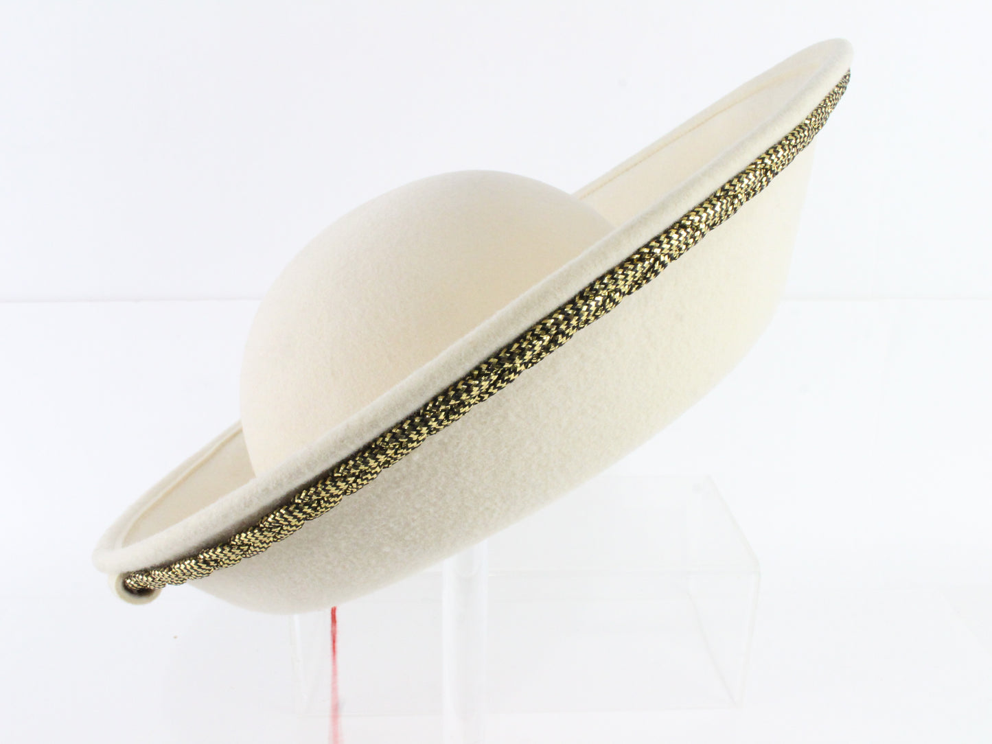 Adolfo Ii White Round Ladies Boutique Hat Excello Wool Felt 7 56cm