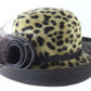 Marzi of Italy Ladies Handmade Animal Print Felt Hat W/ Brown Trim 7 56cm WOW
