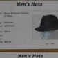 Royal Biltmore Gregory Mens Black Diamond Felt Fedora W/ Maple Pin 7 3/4 62cm