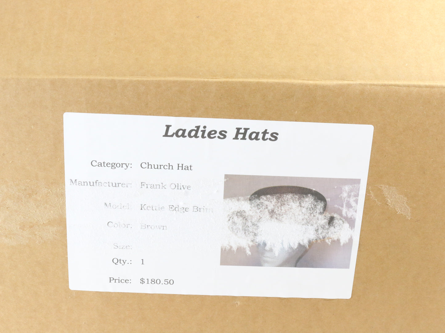 Frank Olive Ladies Brown Mad Hatter Top Kettle Edge Brim Hat 6 7/8 55cm